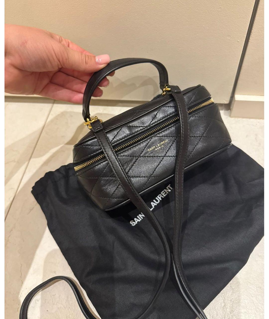 SAINT LAURENT Черная кожаная сумка через плечо, фото 2