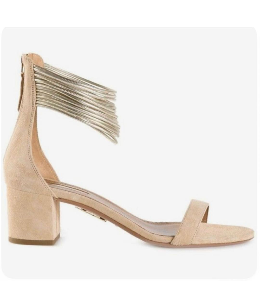 AQUAZZURA Бежевые замшевые босоножки, фото 6