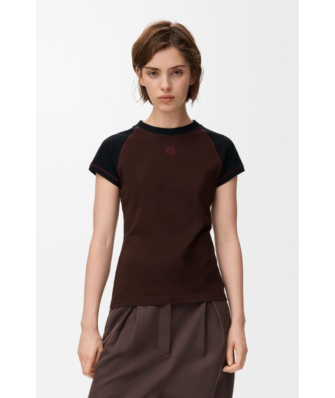 LOEWE Бордовая хлопковая футболка, фото 3