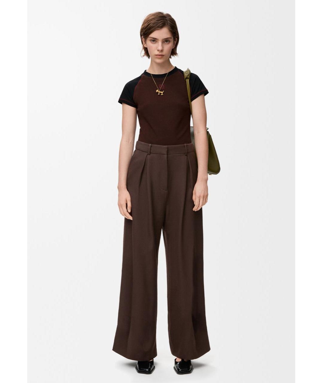 LOEWE Бордовая хлопковая футболка, фото 2