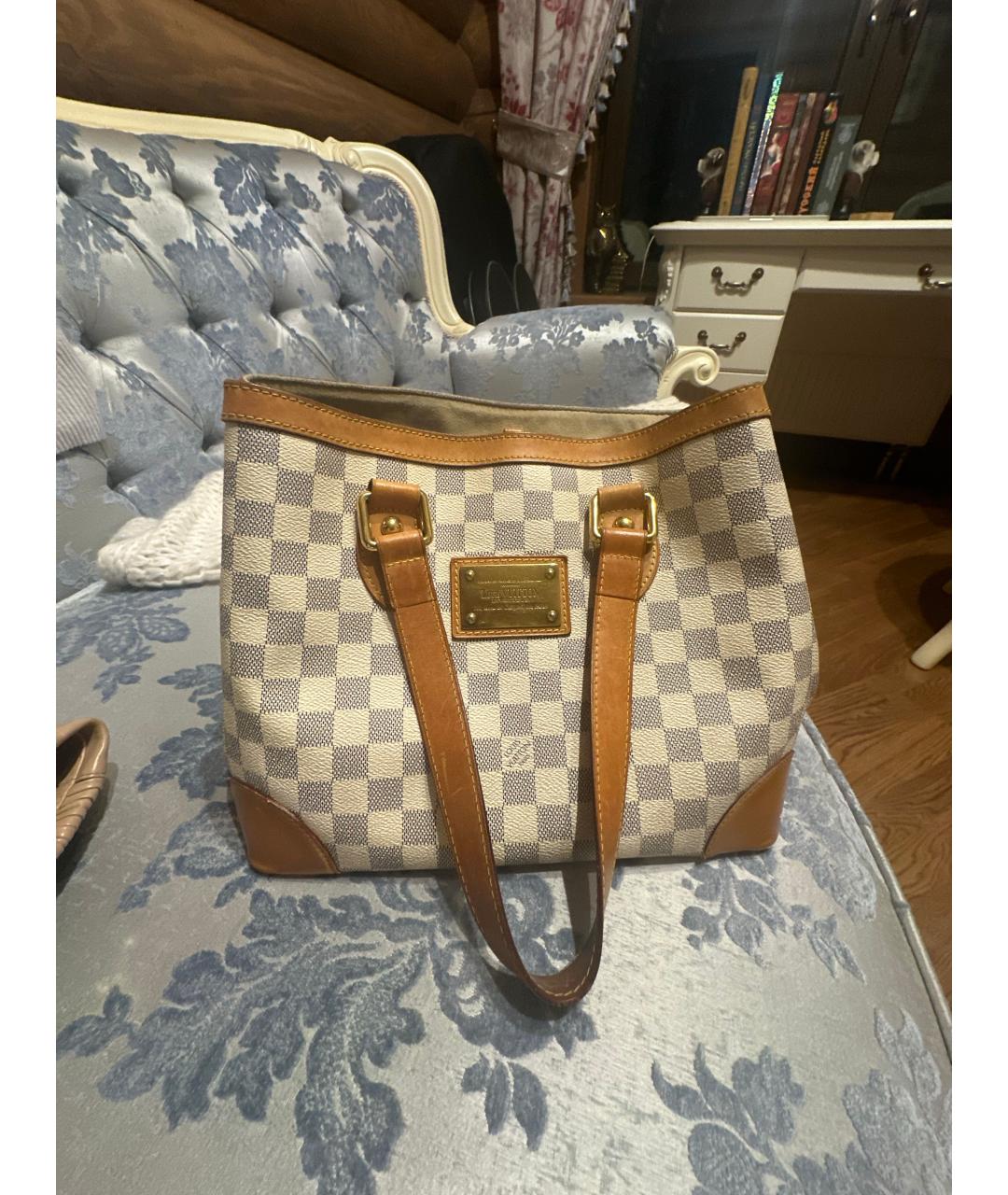 LOUIS VUITTON Бежевая кожаная сумка тоут, фото 4