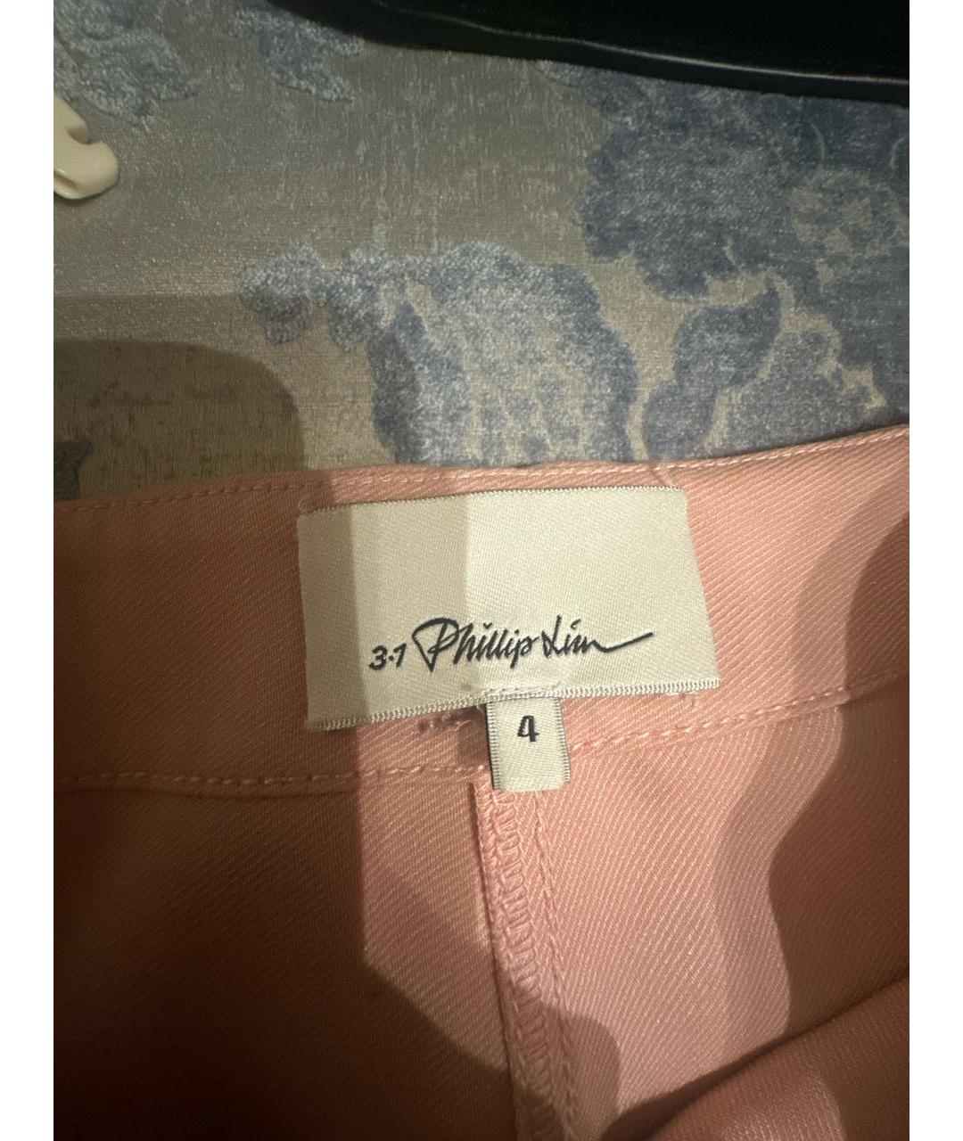 3.1 PHILLIP LIM Розовая ацетатная юбка миди, фото 3