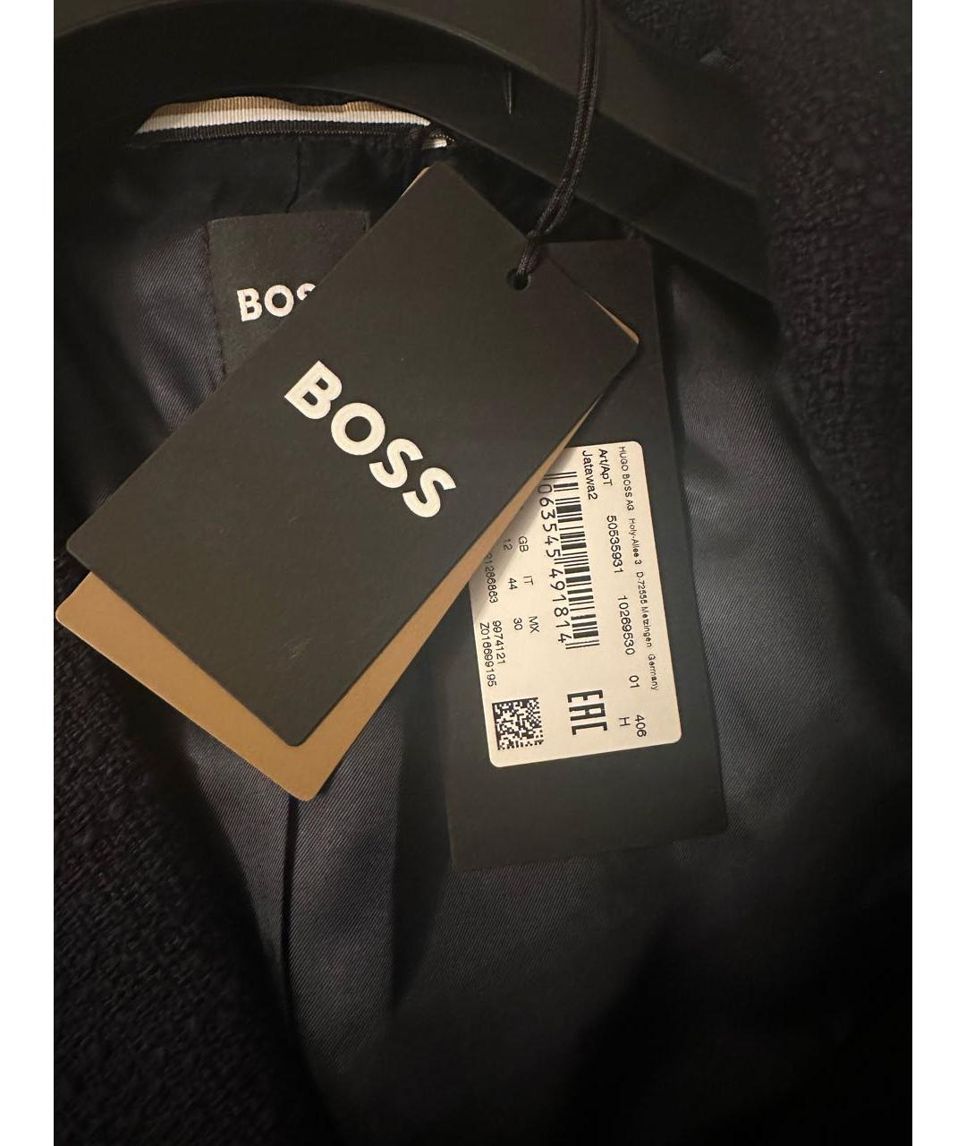 HUGO BOSS Темно-синий твидовый жакет/пиджак, фото 5
