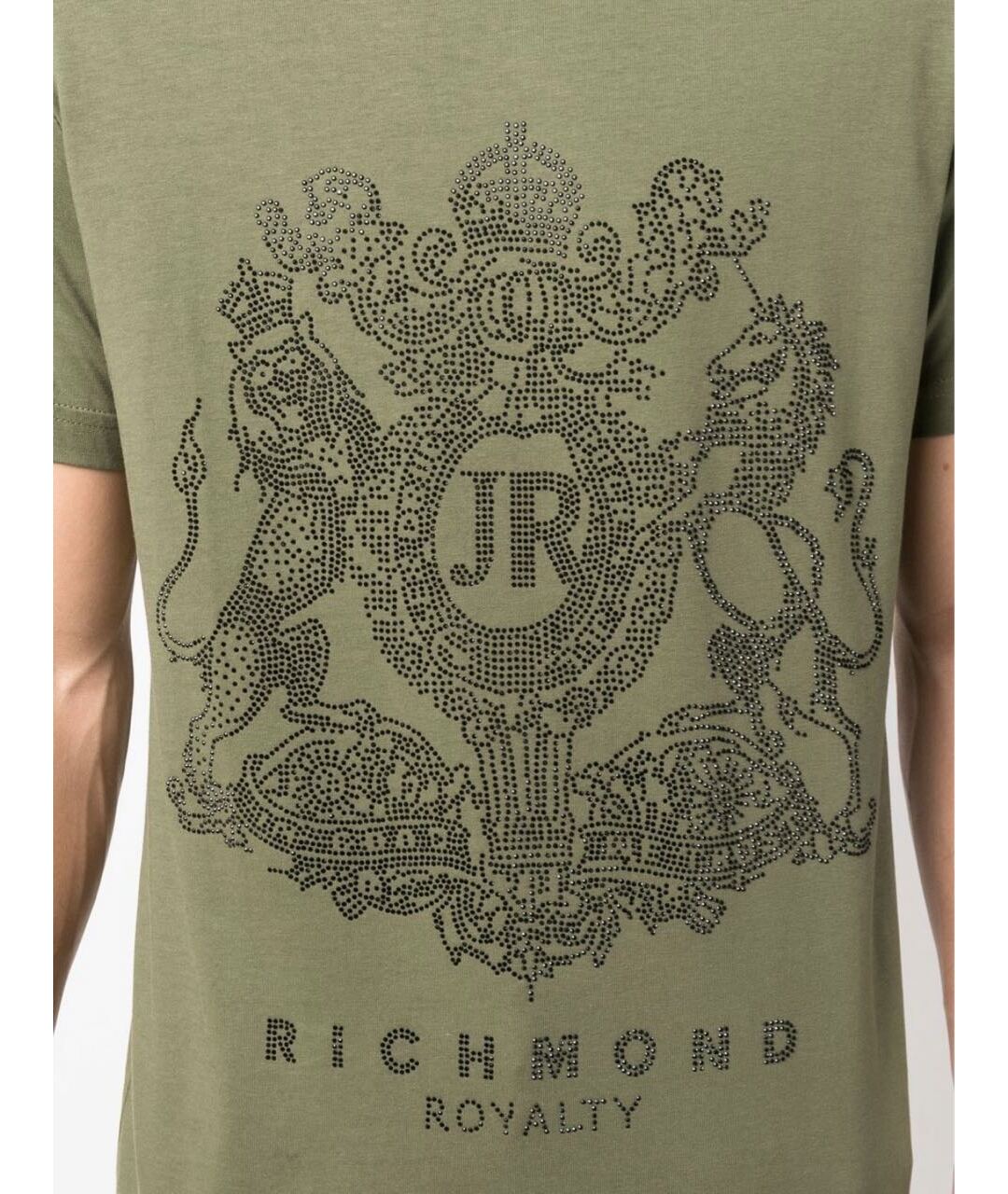 JOHN RICHMOND Хаки хлопковая футболка, фото 3