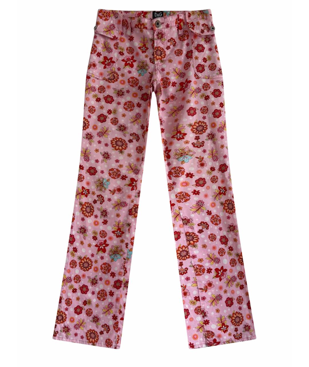 DOLCE&GABBANA Розовые хлопковые прямые брюки, фото 1