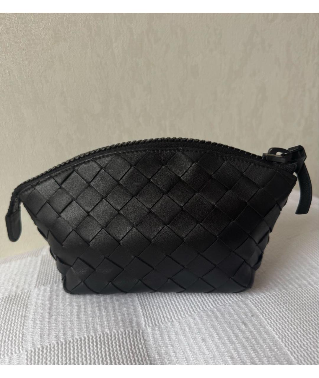 BOTTEGA VENETA Черная кожаная косметичка, фото 8