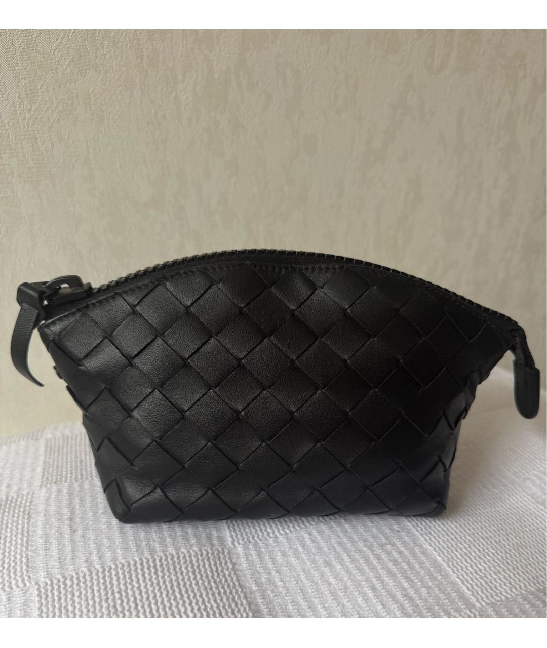 BOTTEGA VENETA Черная кожаная косметичка, фото 2