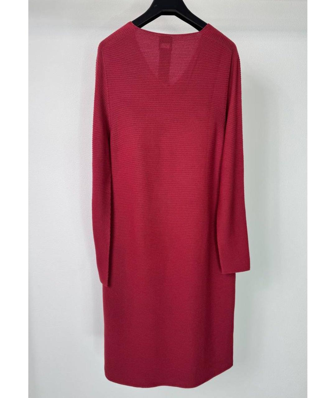 MAX MARA Красное шерстяное повседневное платье, фото 2