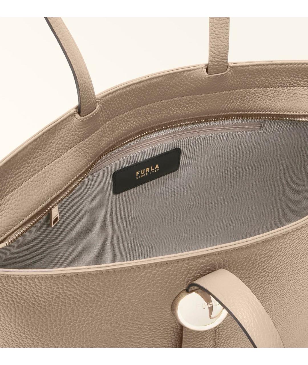 FURLA Бежевая кожаная сумка тоут, фото 6