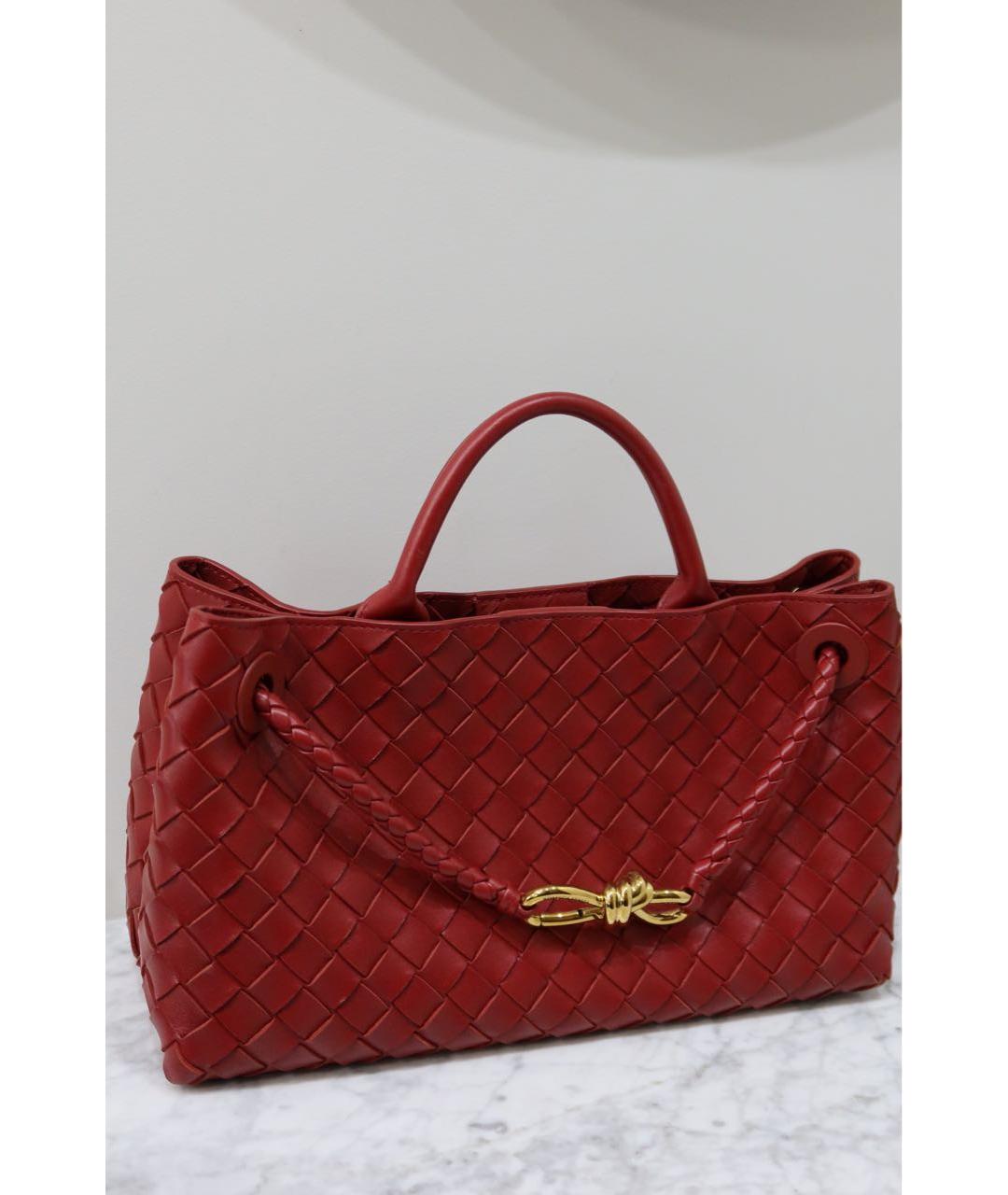 BOTTEGA VENETA Красная кожаная сумка с короткими ручками, фото 5