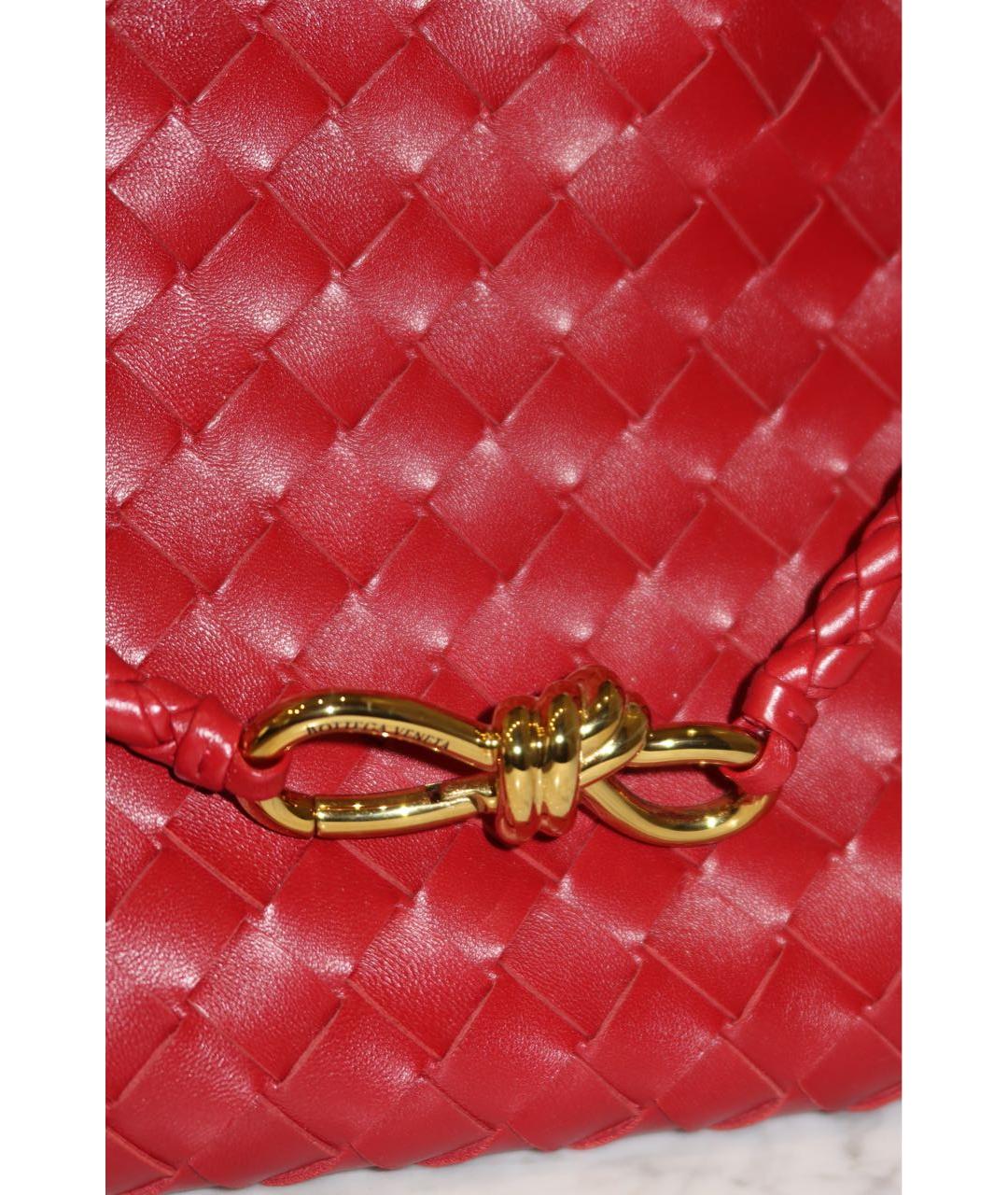 BOTTEGA VENETA Красная кожаная сумка с короткими ручками, фото 6