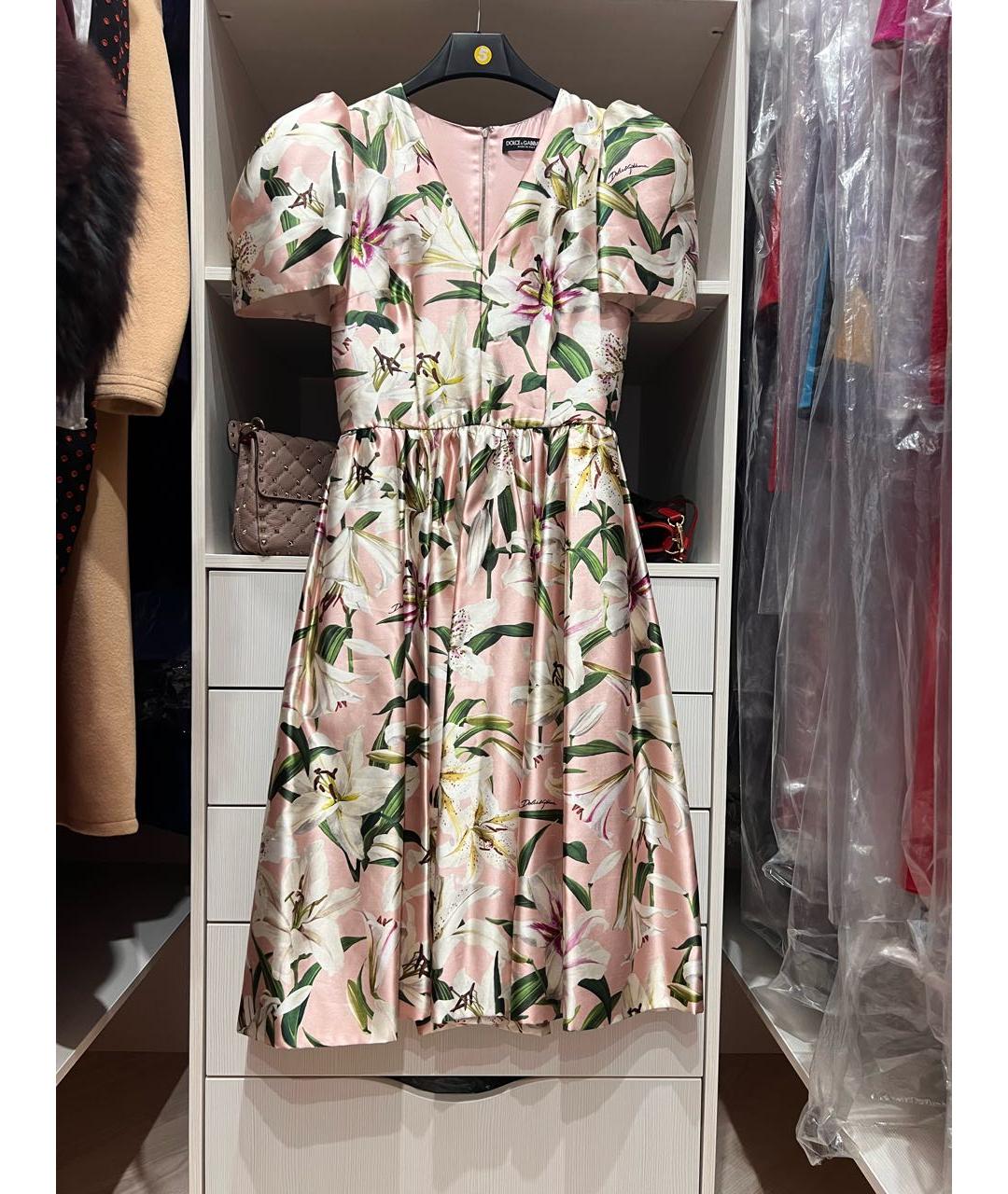 DOLCE&GABBANA Мульти шелковое повседневное платье, фото 5