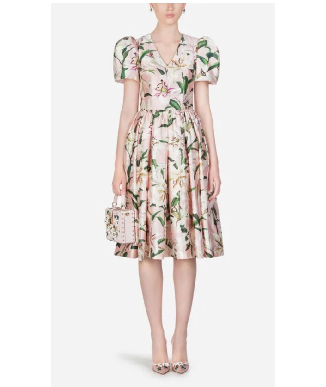 DOLCE&GABBANA Мульти шелковое повседневное платье, фото 3