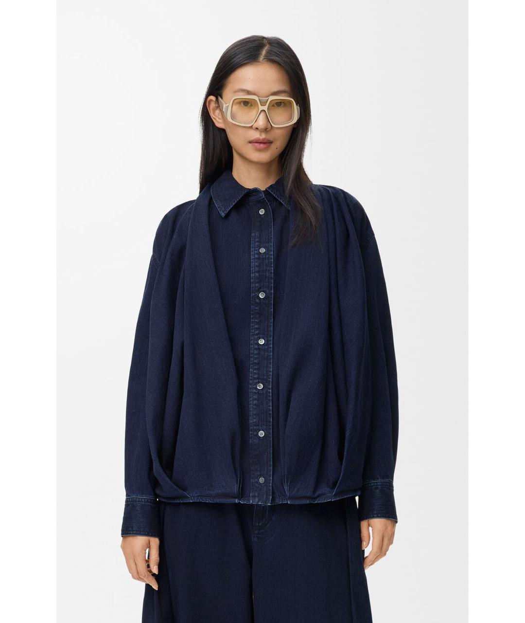LOEWE Темно-синяя хлопковая рубашка, фото 3