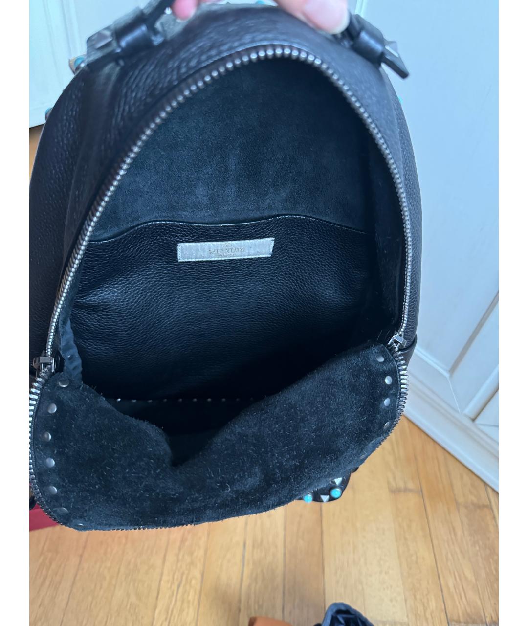 VALENTINO Черный кожаный рюкзак, фото 4