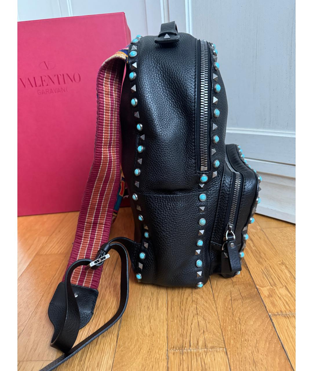 VALENTINO Черный кожаный рюкзак, фото 6