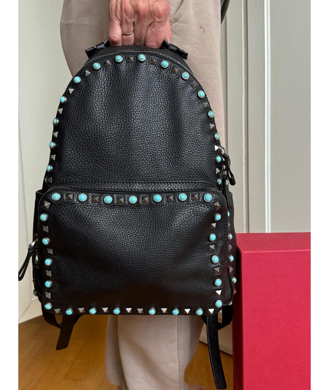 VALENTINO Черный кожаный рюкзак, фото 5