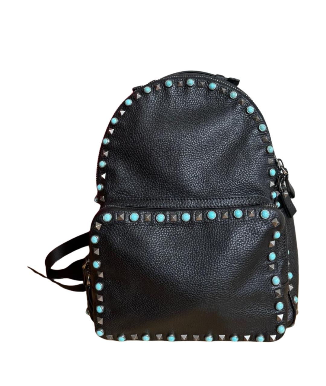 VALENTINO Черный кожаный рюкзак, фото 1