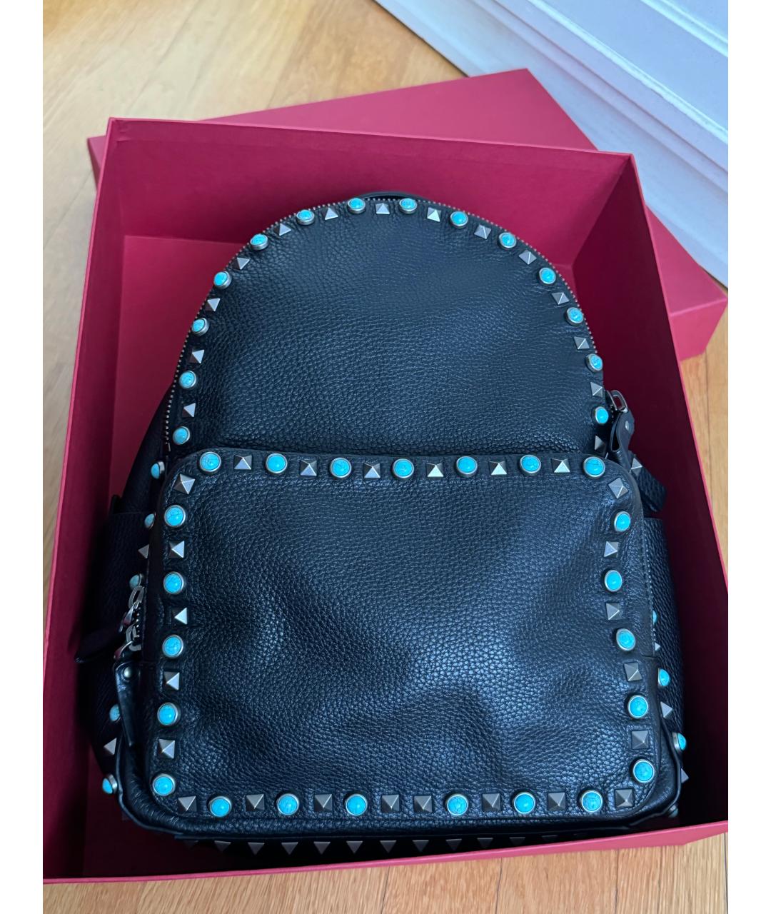 VALENTINO Черный кожаный рюкзак, фото 7