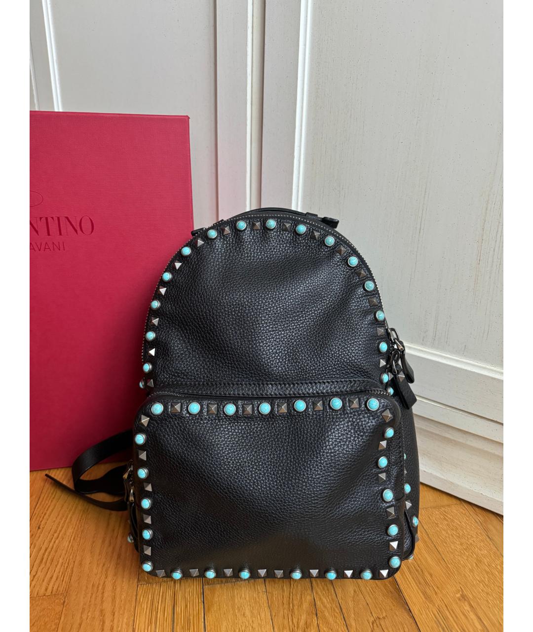 VALENTINO Черный кожаный рюкзак, фото 8
