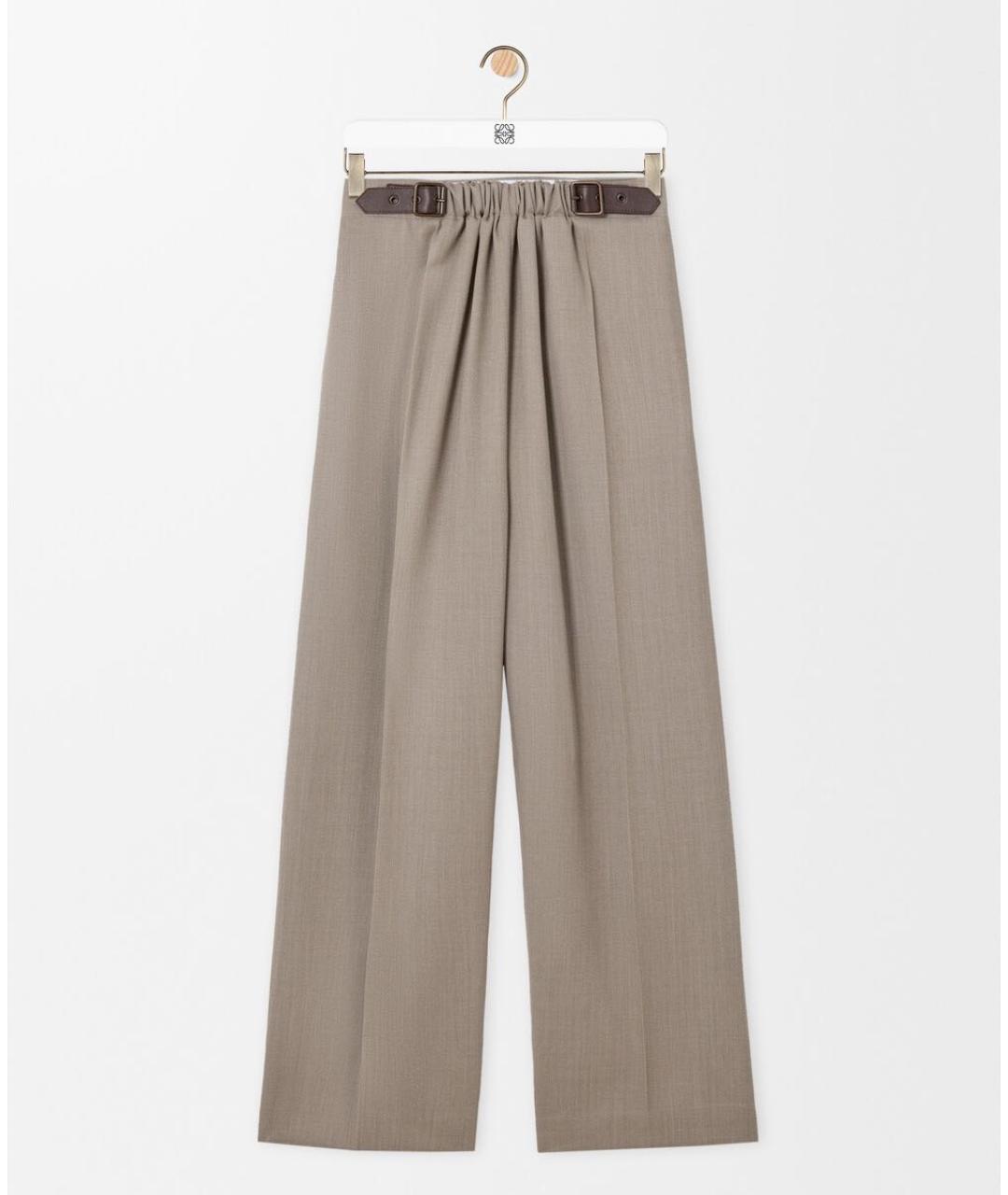 LOEWE Бежевые шерстяные прямые брюки, фото 4