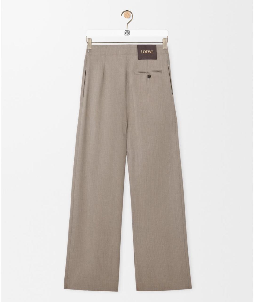 LOEWE Бежевые шерстяные прямые брюки, фото 2