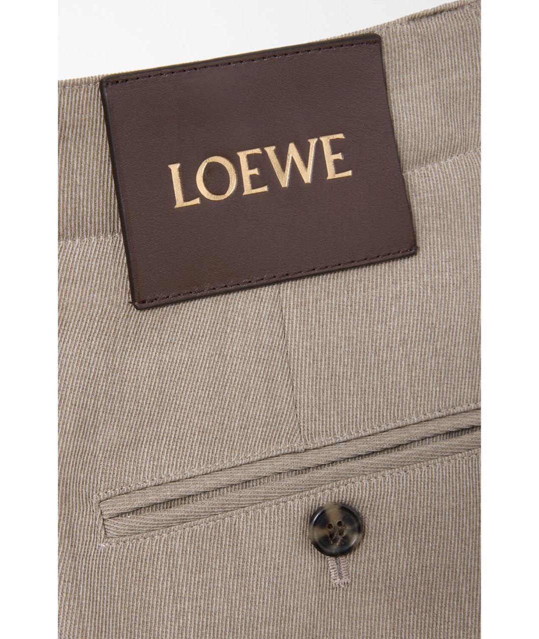 LOEWE Бежевые шерстяные прямые брюки, фото 3