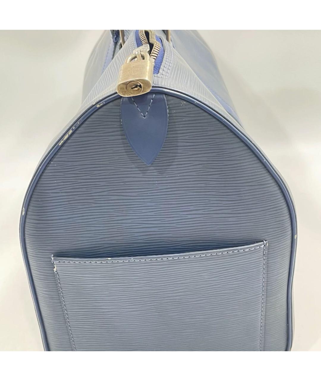 LOUIS VUITTON Темно-синяя кожаная дорожная/спортивная сумка, фото 8