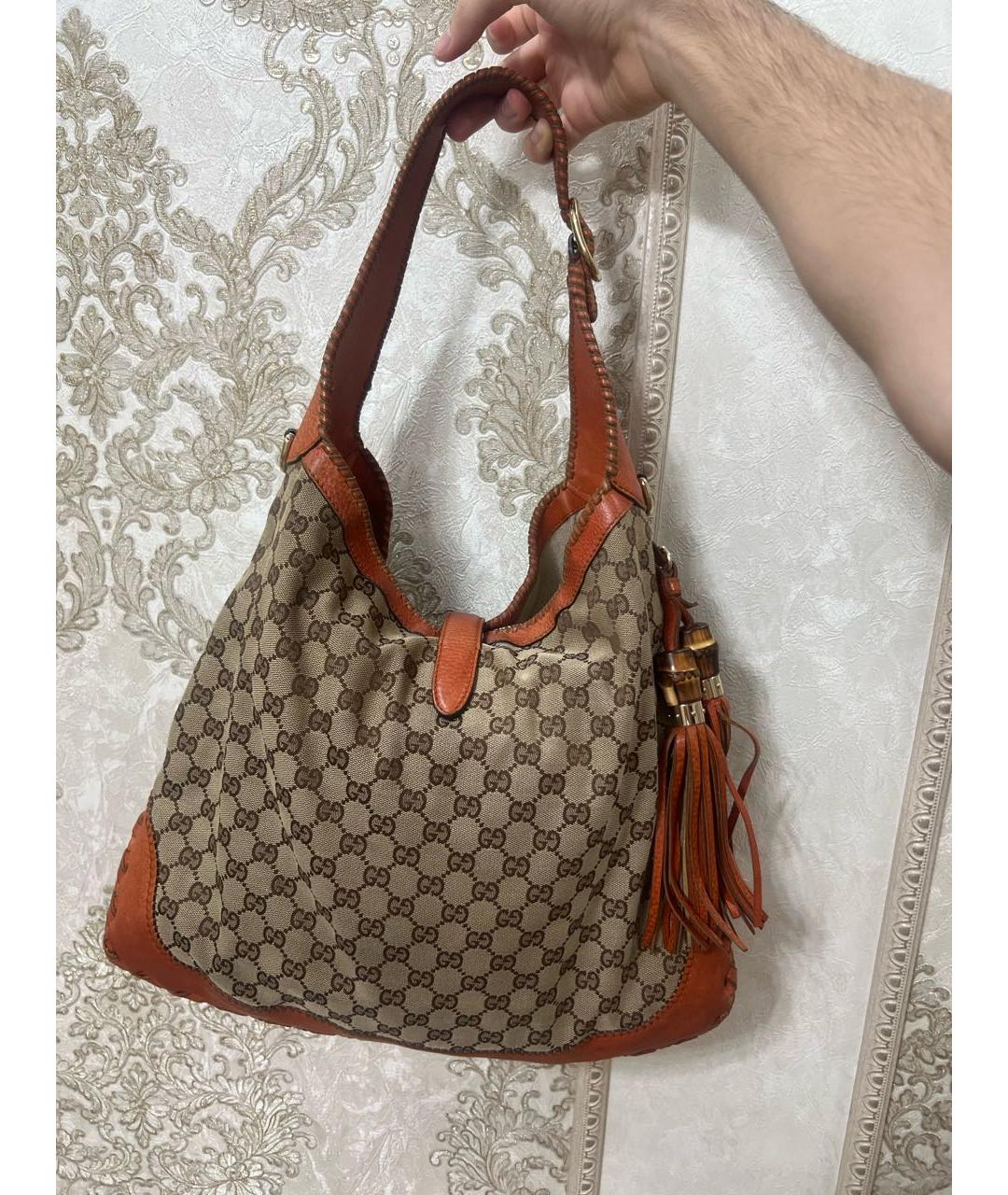 GUCCI Коричневая кожаная сумка через плечо, фото 3