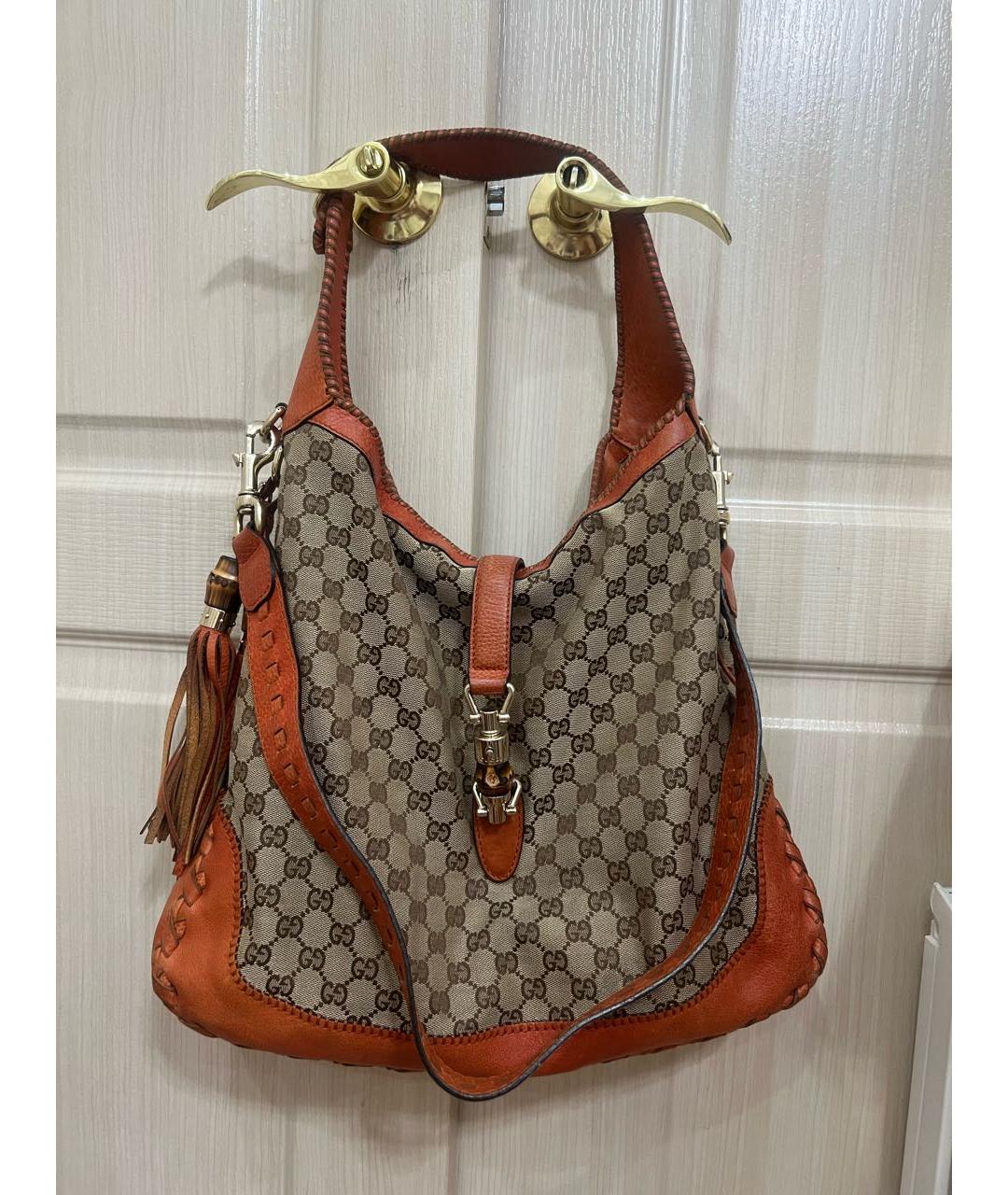 GUCCI Коричневая кожаная сумка через плечо, фото 5