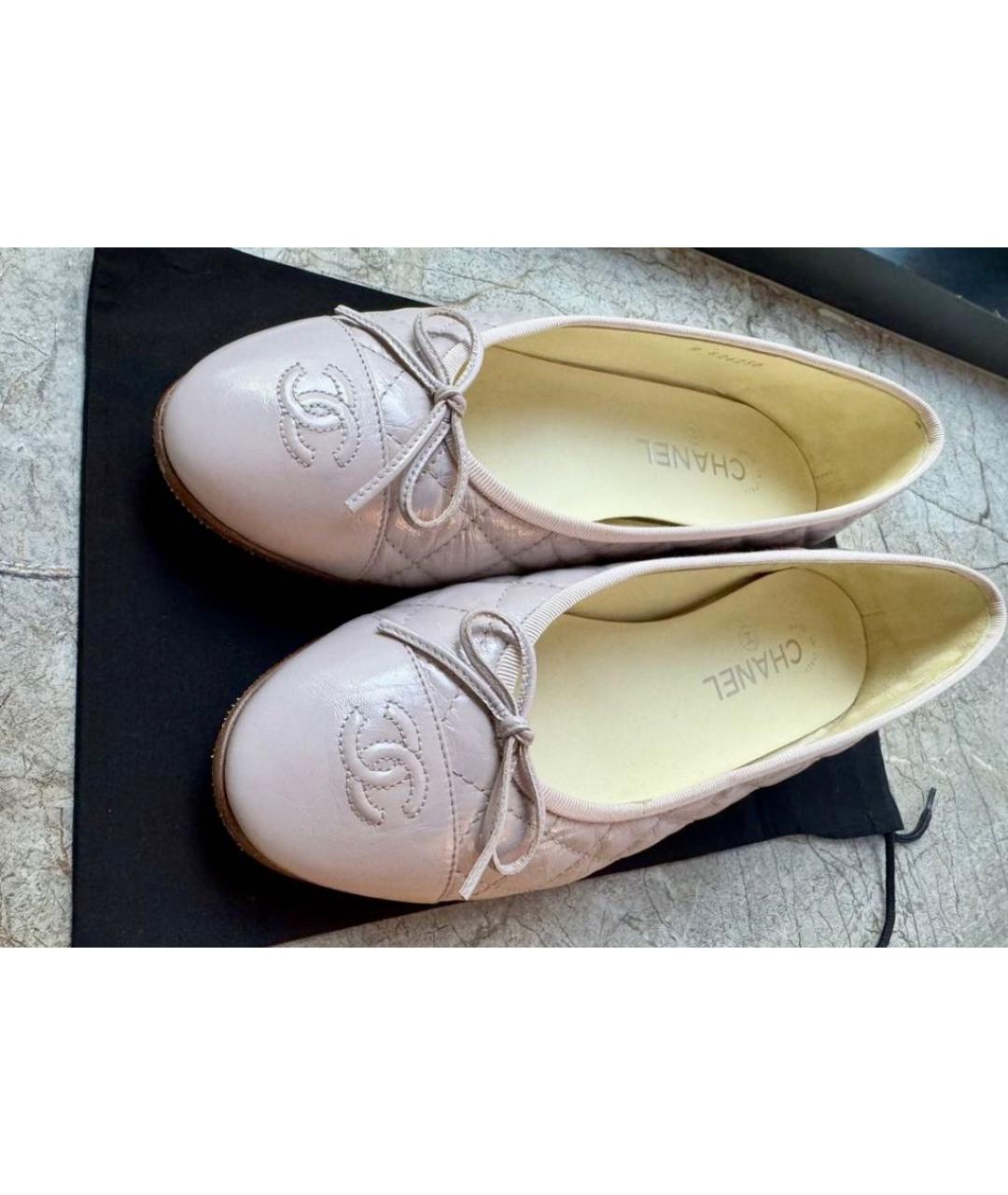 CHANEL Розовые кожаные балетки, фото 3