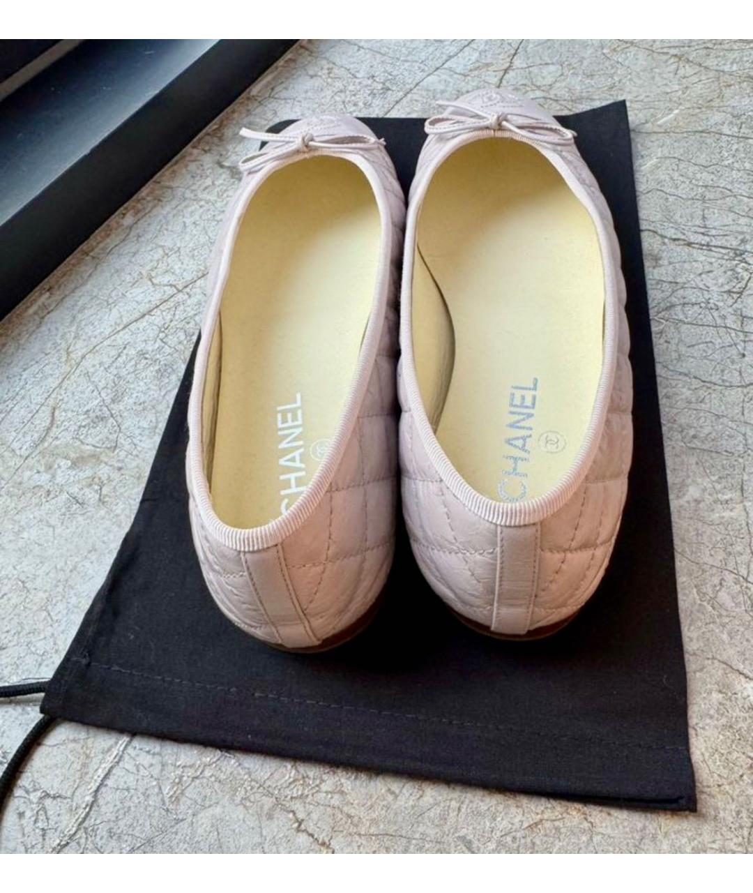 CHANEL Розовые кожаные балетки, фото 4