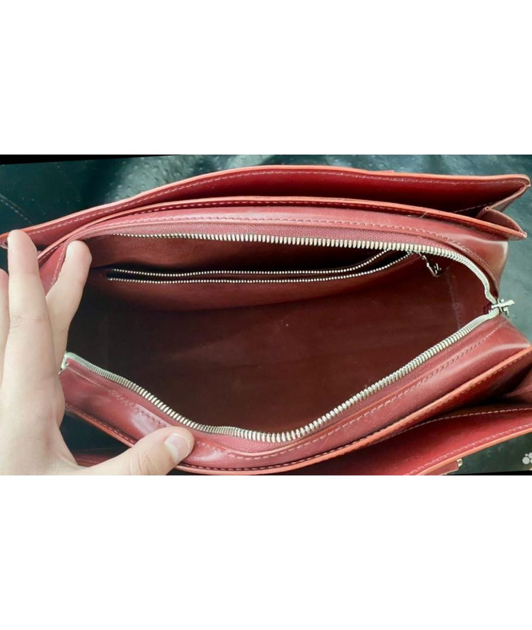 LOUIS VUITTON Бордовая кожаная сумка тоут, фото 3