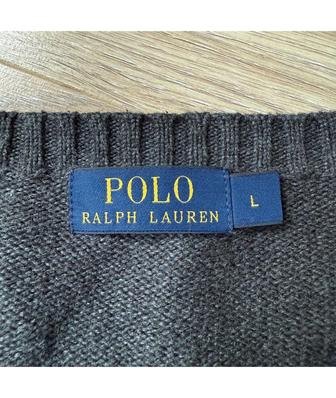 POLO RALPH LAUREN Антрацитовый хлопковый джемпер / свитер, фото 3