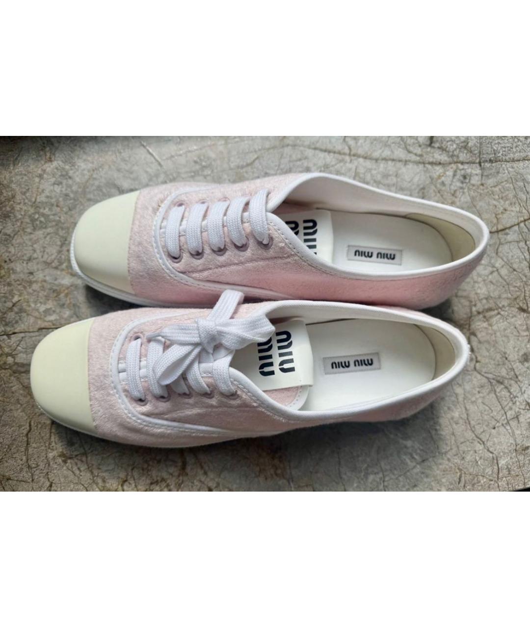 MIU MIU Розовые текстильные кеды, фото 5