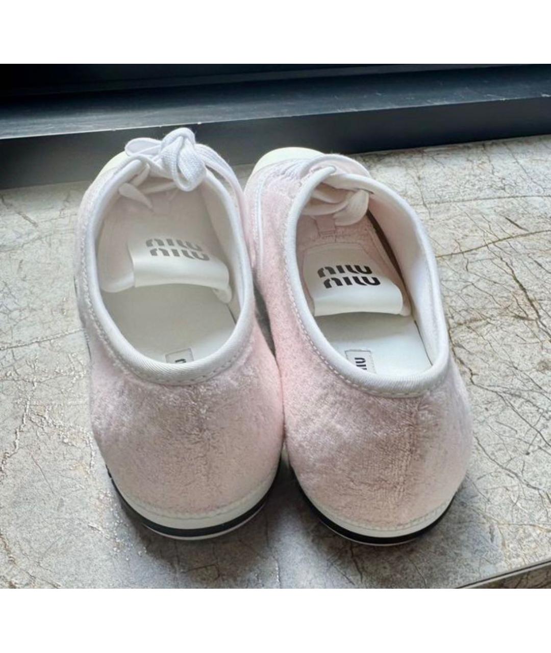 MIU MIU Розовые текстильные кеды, фото 2
