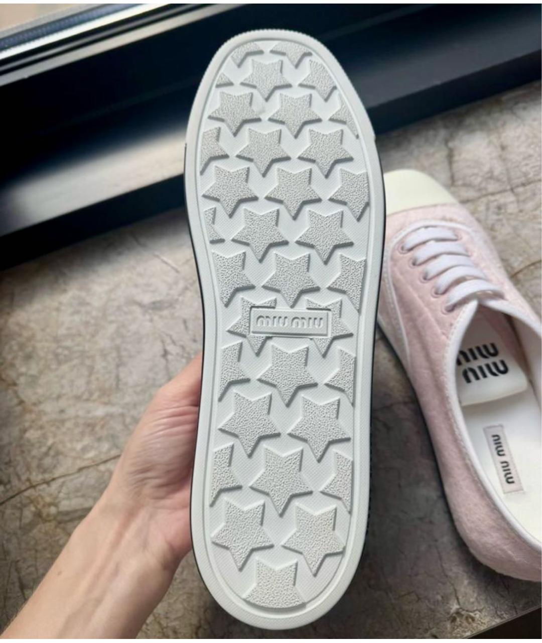 MIU MIU Розовые текстильные кеды, фото 4