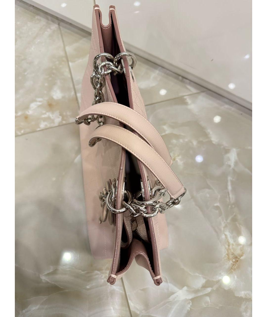 CHRISTIAN DIOR Розовая кожаная сумка тоут, фото 3
