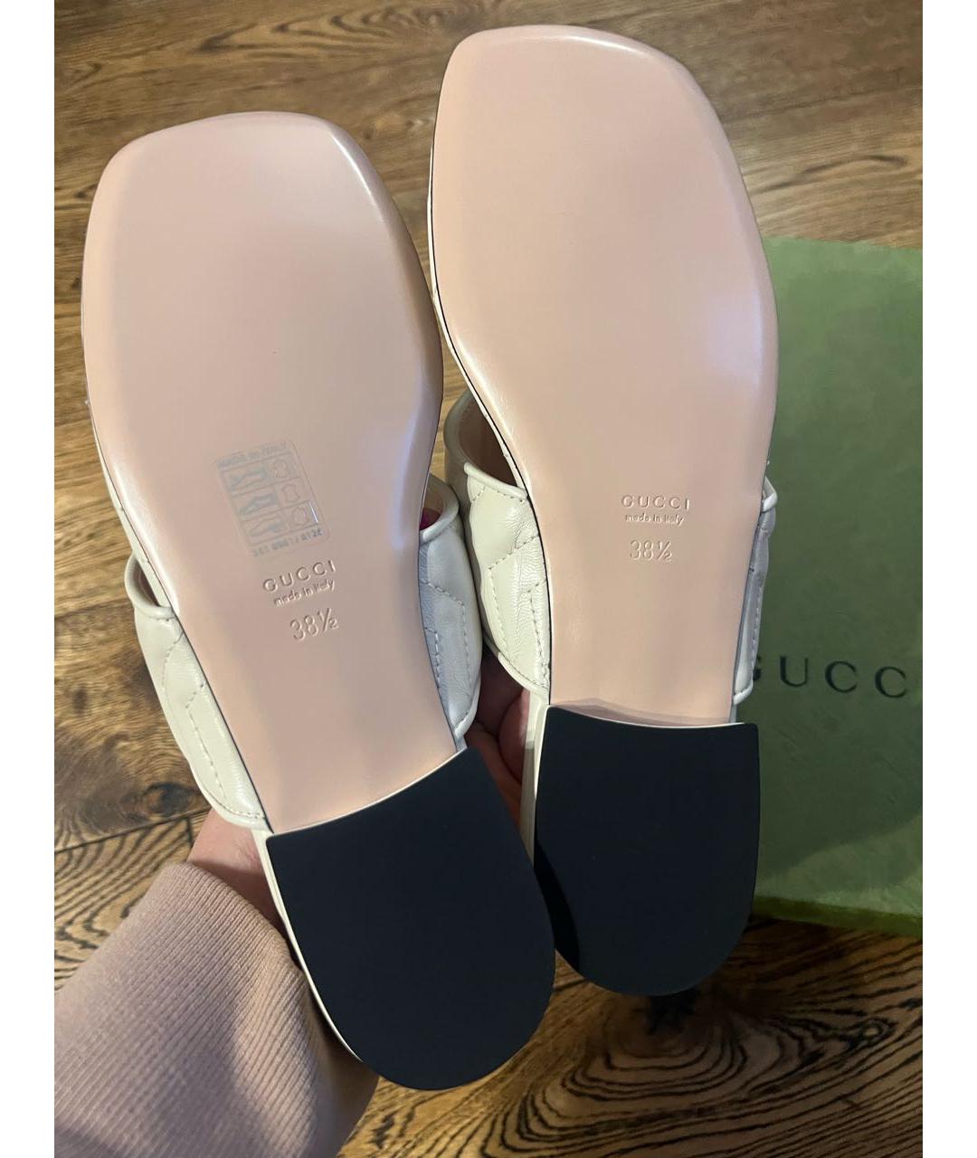 GUCCI Белые кожаные шлепанцы, фото 3