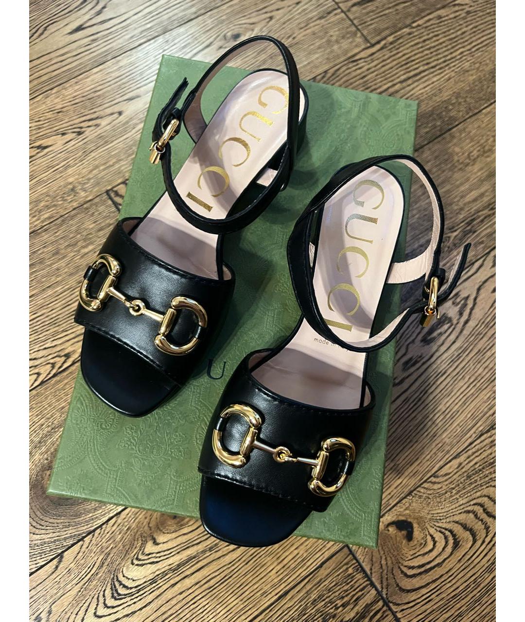 GUCCI Черные кожаные туфли, фото 4