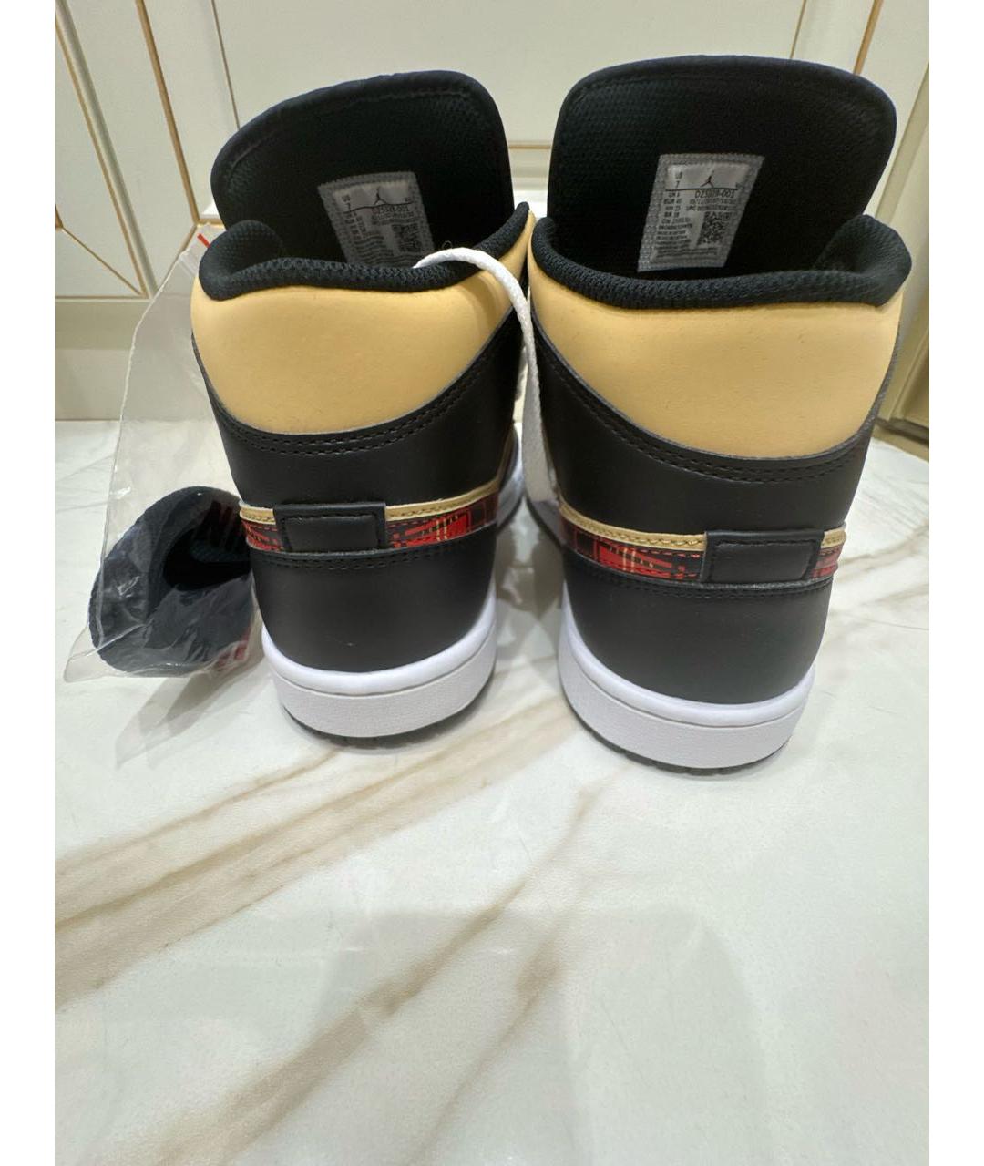 JORDAN Бежевые кожаные высокие кроссовки / кеды, фото 3