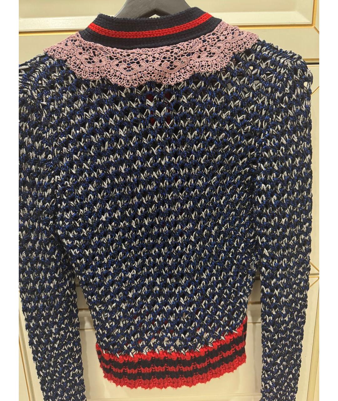 GUCCI Синий хлопко-эластановый жакет/пиджак, фото 3