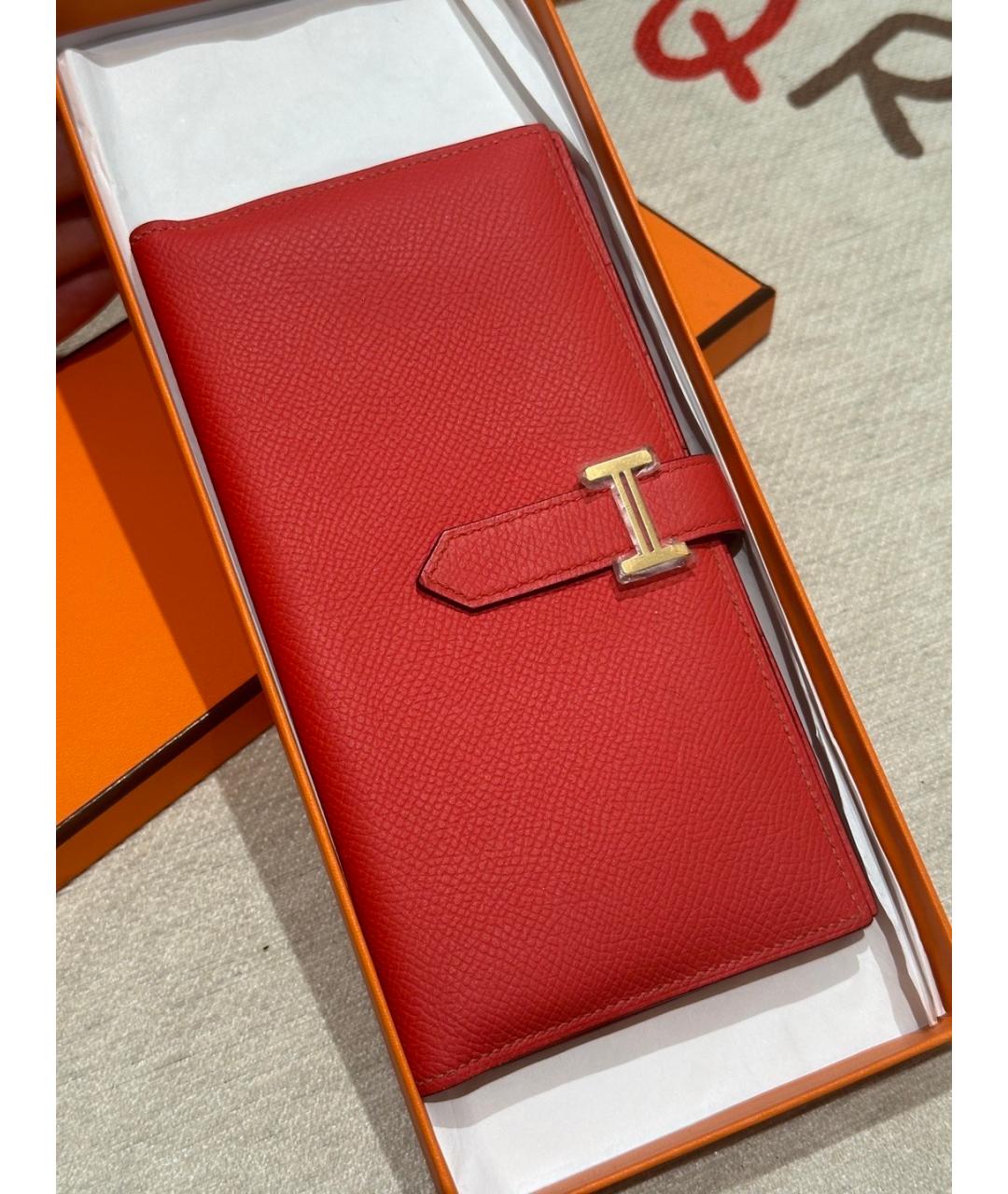 HERMES Оранжевый кожаный кошелек, фото 6