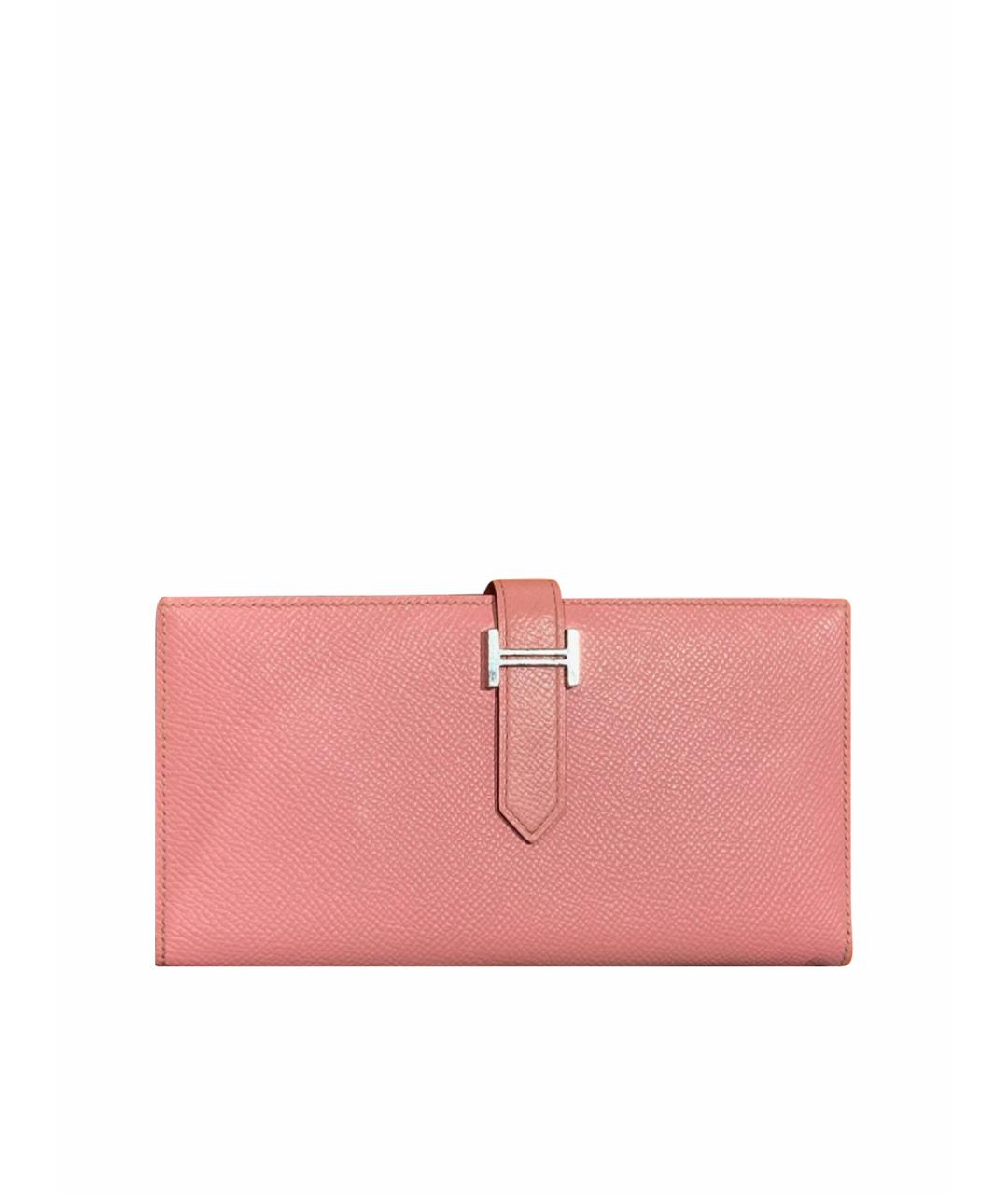 HERMES Розовый кожаный кошелек, фото 1
