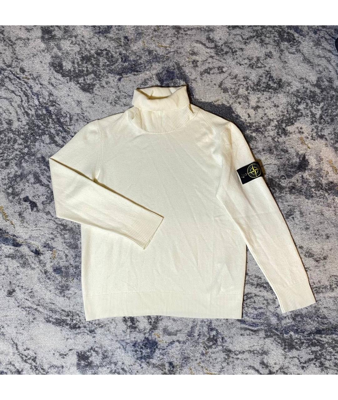 STONE ISLAND Бежевая шерстяная водолазка, фото 6