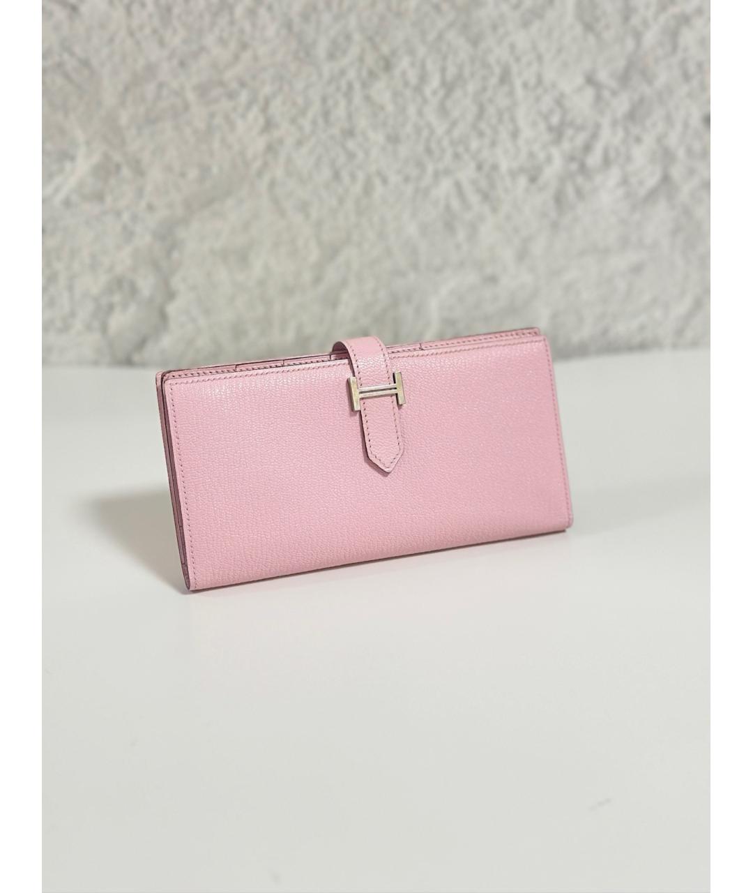 HERMES Розовый кожаный кошелек, фото 7