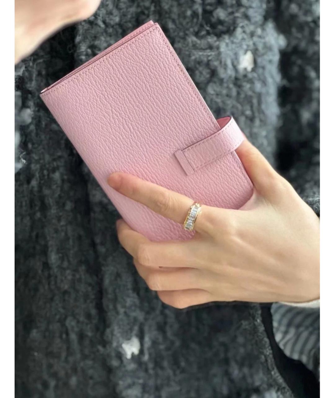HERMES Розовый кожаный кошелек, фото 2