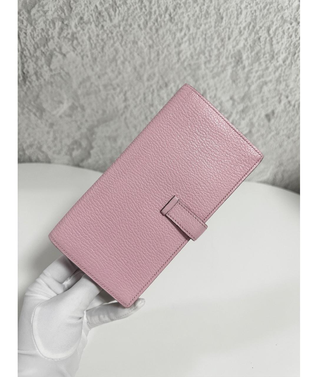 HERMES Розовый кожаный кошелек, фото 3