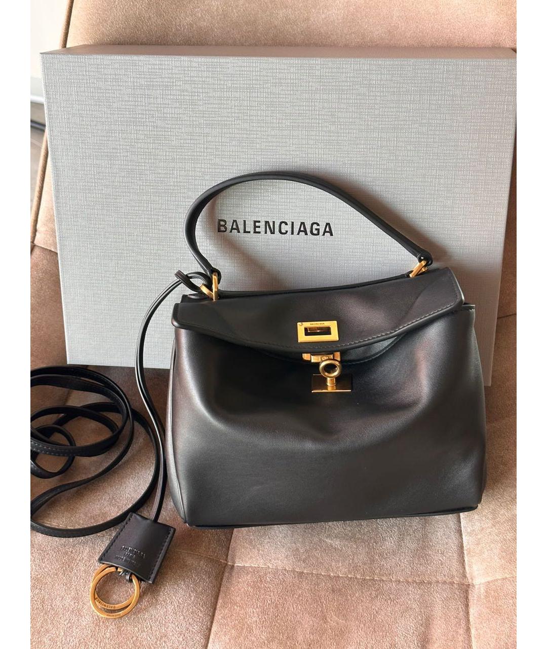 BALENCIAGA Черная кожаная сумка с короткими ручками, фото 3