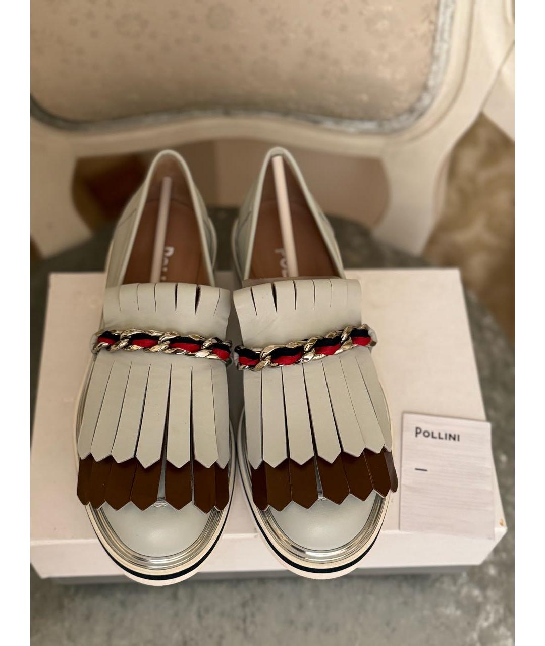 POLLINI Серые кожаные лоферы, фото 6